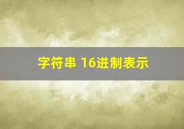 字符串 16进制表示